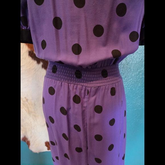 Purple Polka Dot Dress with Black Accents - Picture 8 of 12